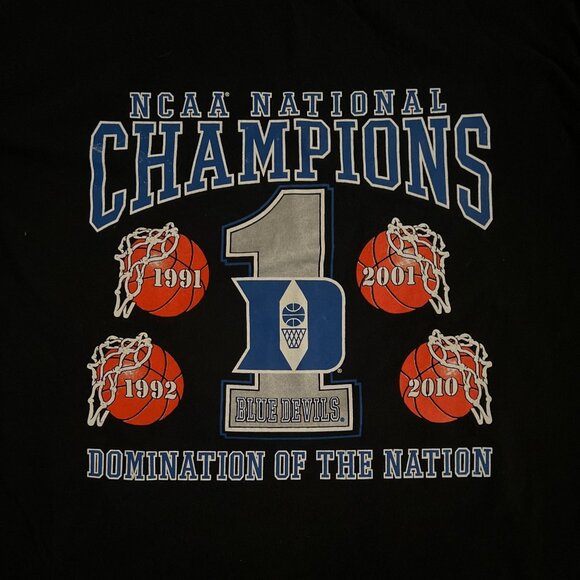 Duke Blue Devils NCAA Basketball Champs T-Shirt 2XL Black 1991 92 01 10 Cotton - Picture 2 of 8